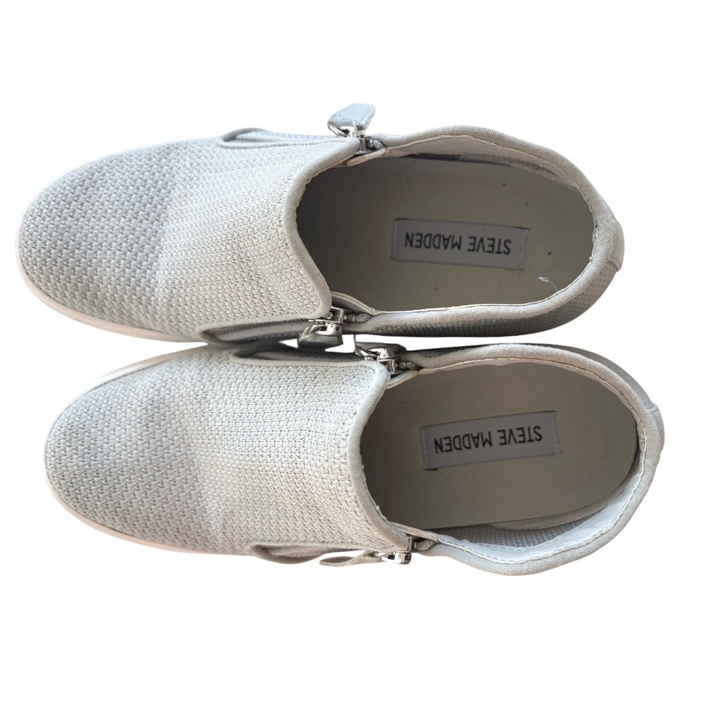 Steve Madden Womens Grey Wedge Sneakers Zipper Casual Fashion‎ Shoes Sz 9 - Picture 3 of 4